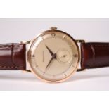 VINTAGE 18CT ROSE GOLD JAEGER-LECOULTRE, circular dial, rose gold hands, baton and Arabic