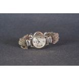 LADIES LA SCALA DATE 925 STERLING SILVER WRISTWATCH, circular two tone silver dial with dot and