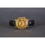 GENTLEMENS JAEGER LE COULTRE 18CT GOLD MEMOVOX ALARM WRISTWATCH 1960s, circular two tone patina gold