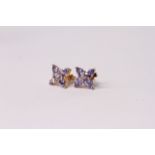 Tanzanite and Diamond Stud Earrings, claw set, 9ct yellow gold, comes with a box.