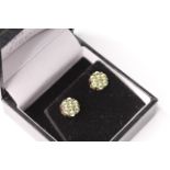 Pair of Green Topaz Daisy Style Earrings, comes with a box