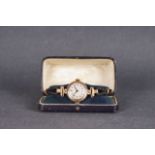 LADIES ROLEX ADMIRALTY 9CT GOLD COCKTAIL WATCH W/ BOX CIRCA 1917, circular guilloche dial with black