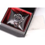 GENTLEMENS CHOPARD 1000 MIGLIA GMT WRISTWATCH REF 1720335 W/BOX & PAPERS, circular black dial with