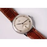 VINTAGE 1940S OMEGA DRESS WATCH REFERENCE 2318, circular silvered two tone dial with subsidiary