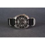 GENTLEMENS SEIKO AUTOMATIC DATE DIVERS WRISTWATCH REF. 6105 - 8110 CIRCA 1960s, circular black