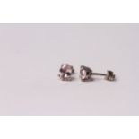 Pair of Morganite Stud Earrings, each set with a morganite, claw set, sterling silver, comes with