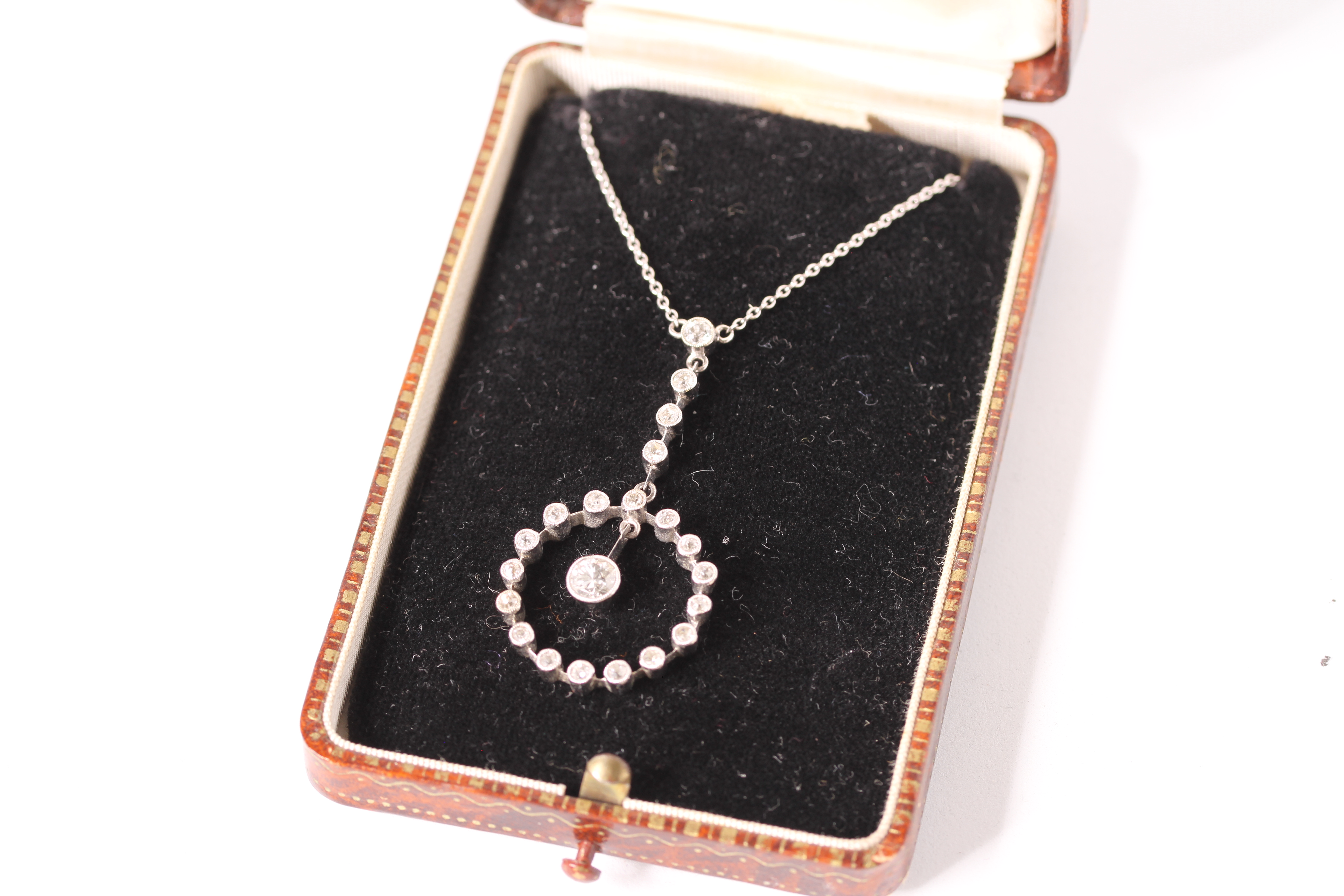 Edwardian Diamond Drop Pendant, central old cut diamond, estimated weight 0.35ct, I/J - SI2/I,