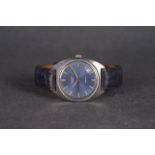 GENTLEMENS ZENITH SPORTO 28800 DATE WRISTWATCH, circular blue dial with hour markers and hands, date
