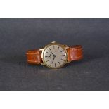 GENTLEMENS NIVADA GOLD PLATED WRISTWATCH, circular patina dial with baton hour markers and gun metal