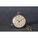 GENTLEMENS SEKONDA POCKET WATCH, circular cream dial with black arabic numeral hour markers and