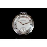 PATEK PHILIPPE KEYLESS POCKET WATCH, BRUSHED STEEL WITH SUBSIDIARY SECONDS