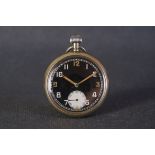 VINTAGE RECORD G.S.T.P. WWII MILITARY POCKET WATCH, circular black dial with arabic numeral hour