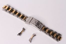 ROLEX BI COLOUR OYSTER BRACELET, 3 remvable links, clasp marked 93153 - 18 / R9 , 455 B stamped