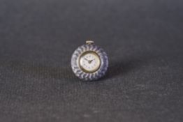 RARE ANTIQUE HANS WILSDORF & DAVIS GUILLOCHE ENAMEL BALL PENDANT WATCH, circular white ceramic