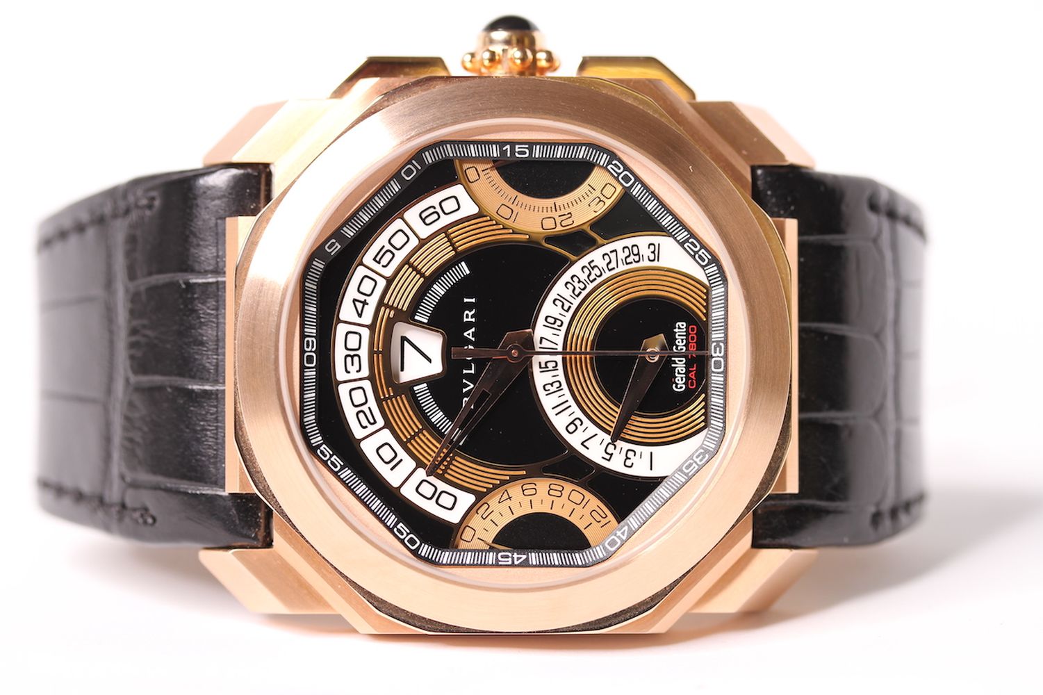 GENTLEMENS BVLGARI GERALD GENTA OCTO QUADRI WRISTWATCH REF OQC.Z.50, octagonal black dial, date at - Image 3 of 7