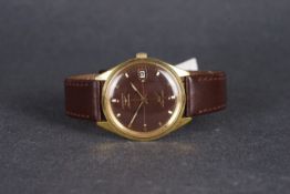 GENTLEMENS LONGINES AUTOMATIC ULTRA CHRON WRISTWATCH, circular brown gilt sector dial with applied