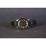 GENTLEMENS ROTARY AUTOMATIC AQUA PLUNGE II WRISTWATCH CIRCA 1960s, circular black dial with patina