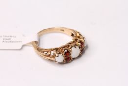 Vintage Opal and Garnet Ring, gold