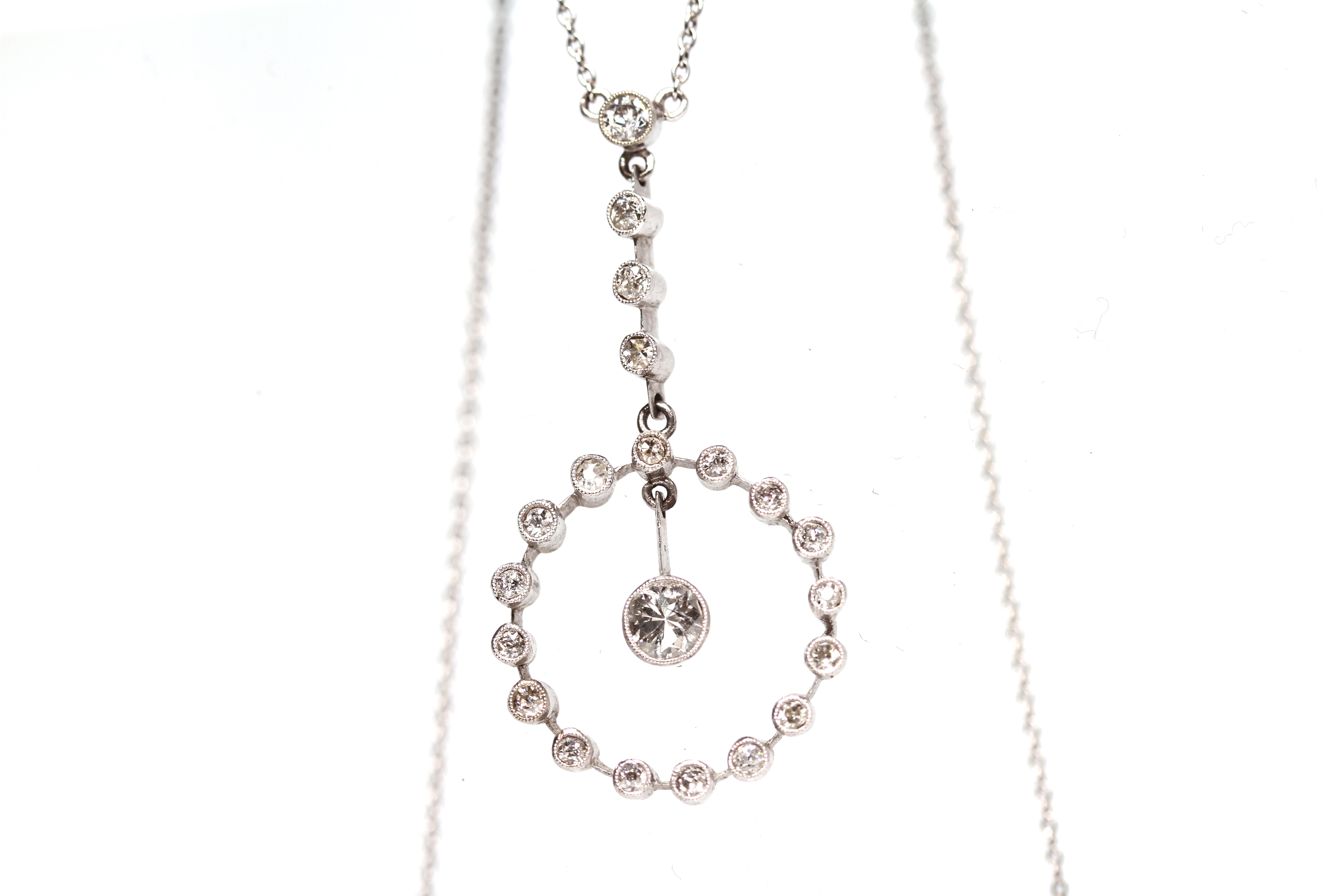 Edwardian Diamond Drop Pendant, central old cut diamond, estimated weight 0.35ct, I/J - SI2/I, - Image 2 of 2