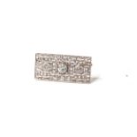 1.75ct Art Deco Diamond Plaque Brooch, three feature old cut diamonds estimated 0.12ct / 0.65ct /