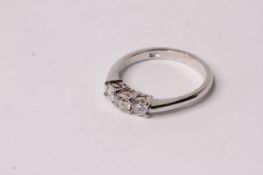 3 Stone Diamond Trilogy Ring, set with round brilliant cut diamonds totalling approximately 0.