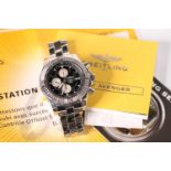 GENTLEMENS BREITLING SUPER AVENGER WRISTWATCH REF A13370 W/BOX & PAPERS, circular black dial with