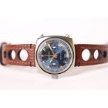 VINTAGE BREITLING CHRONO-MATIC REFERENCE 2111 CIRCA 1970, unusual blue dial with two subsidiary