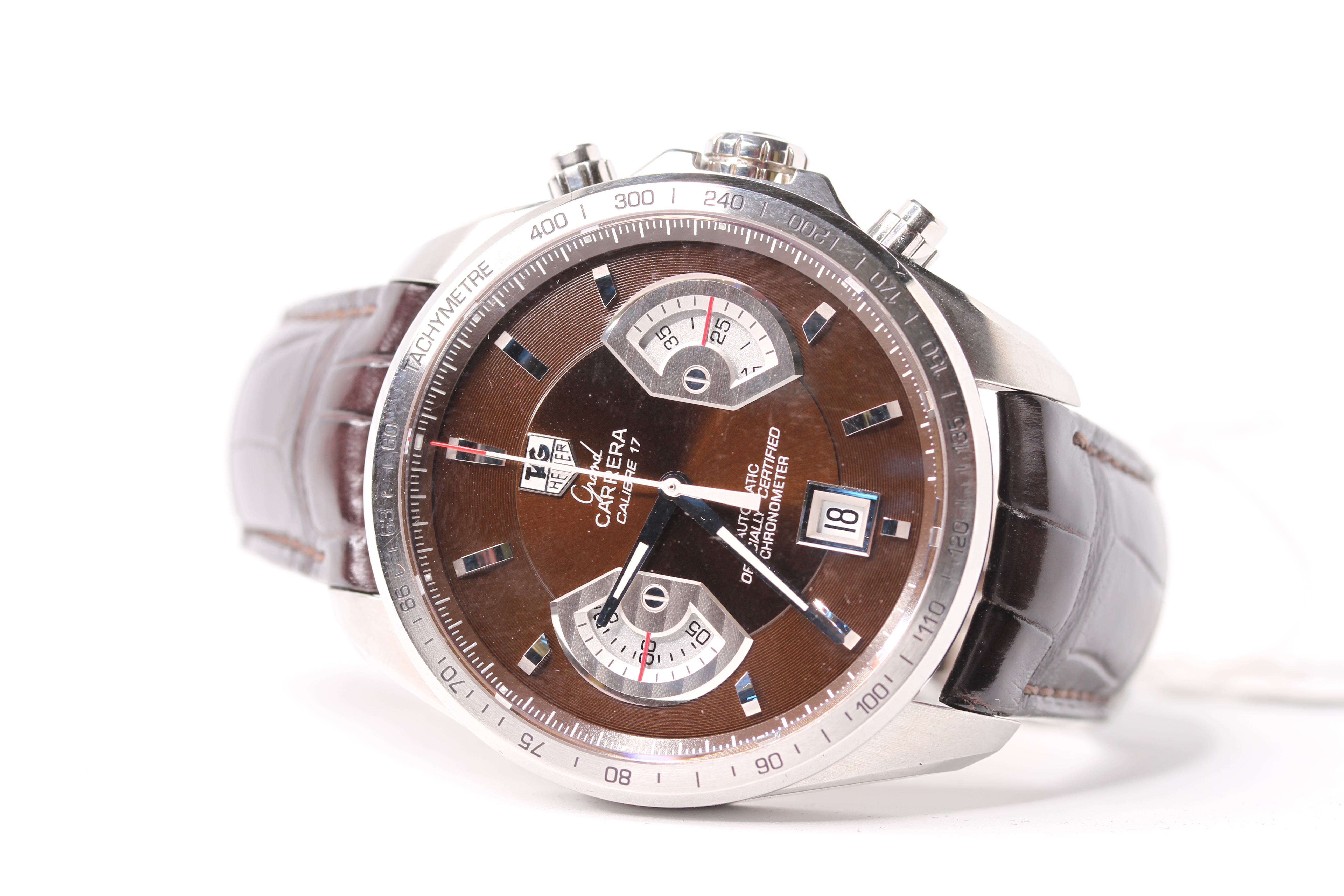 GENTLEMENS TAG HEUER GRAND CARRERA WRISTWATCH REF CAV511E W/BOX, PAPERS & SPARE STEEL BRACELET, - Image 2 of 3