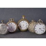 GROUP OF VINTAGE BASE METAL POCKET WATCHES INCL VIADUCT SILVANA, a group of 5 vintage pocket