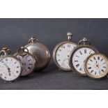 GROUP OF VINTAGE SILVER POCKET WATCHES INCL J W BENSON, a group of 6 vintage pocket watches, all