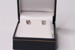 Pair of Diamond Solitaire Stud Earrings, set with round brilliant cut diamonds, 4 claw set, 18ct