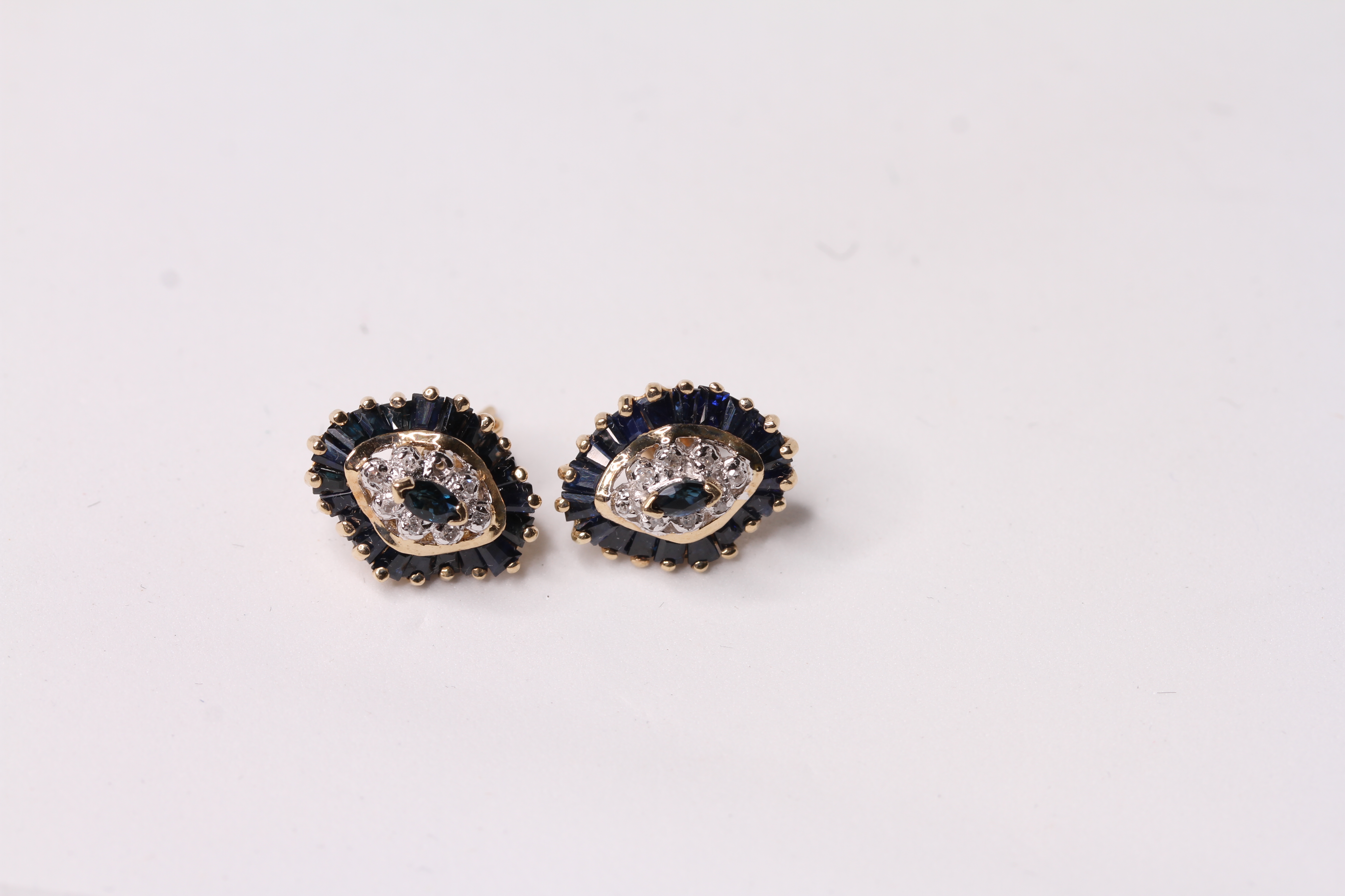 Pair of Sapphire and Diamond Earrings, gold - Image 2 of 2