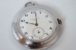 ART DECO CYMA TAVANNES WATCH CO repeater pocket watch, white two tone dial, black Arabic numerals,