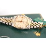 MID-SIZE VINTAGE ROLEX DATEJUST REFERENCE 68273 W/BOX, circular silver dial with applied baton