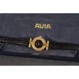 ***TO BE SOLD WITHOUT RESERVE*** LADIES AVIA QUARTZ WRISTWATCH W/ BOX, circular black dial with gold