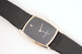 VINTAGE 18CT AUDEMARS PIGUET DRESS WATCH, cushion rectangular case and dial, black gloss dial with