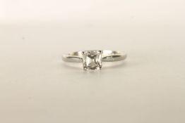 Diamond Solitaire Ring, set with a square crisscut diamond 1.04ct, colour G, clarity VS2, 4 claw