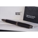 MONT BLANC BALL POINT PEN W/ BOX & BOOKLET, matte black colour with dark grey silver accents, ball