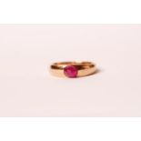 Victorian cabochon ruby dress ring, single cabochon cut ruby, approximately 5.3 x 4.7 x 4.2mm, set