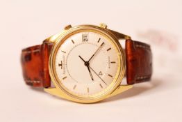 GENTLEMENS JAEGER-LECOULTRE MEMOVOX LIMITED EDITION OF 350, circular off white dial with gold hour