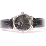 GENTLEMENS ORIS ARTELIER WRISTWATCH REF 0173376704054 W/BOX & PAPERS, circular black dial with