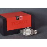 GENTLEMENS TISSOT CHRONOGRAPH WRISTWATCH W/ BOX & BOOKLETS, circular silver triple register dial