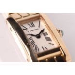 LADIES CARTIER LANIERES 18CT DRESS WATCH REFERENCE 2562, rectangular chocolate block silvered