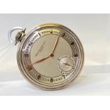 PATEK PHILIPPE KEYLESS POCKET WATCH, BRUSHED STEEL WITH SUBSIDIARY SECONDS, MANUALLY WOUND POCKET