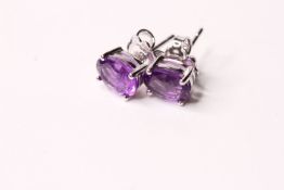 Pair of amethyst silver studs