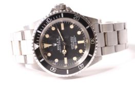 ROLEX OYSTER PERPETUAL SUBMARINER REFERENCE 5513 CIRCA 1976, circular black dial with patina lume