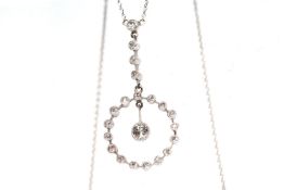 Edwardian Diamond Drop Pendant, central old cut diamond, estimated weight 0.35ct, I/J - SI2/I,