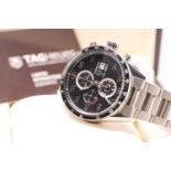 GENTLEMENS TAG HEUER CARRERA 1887 REF CAR2A10-3, circular black dial with arabic numbers, date at