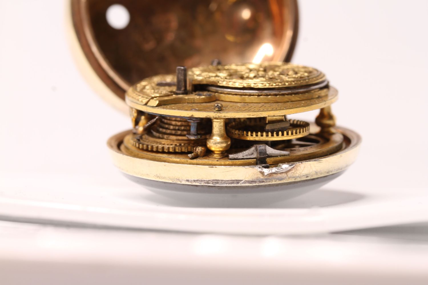 18TH CENTURY PAIR CASED VERGE FUSEE POCKET WATCH - Image 9 of 9