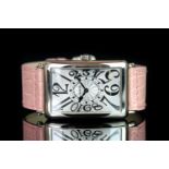 LADIES FRANCK MULLER LONG ISLAND RELIEF 18K WHITE GOLD AUTOMATIC WRISTWATCH, rectangular textured